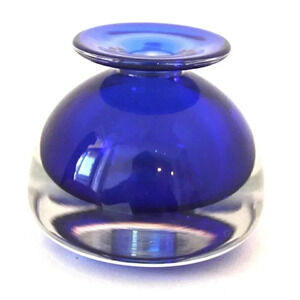 Vintage Small Mini Blue Bubble Bottom Single Flower Vase